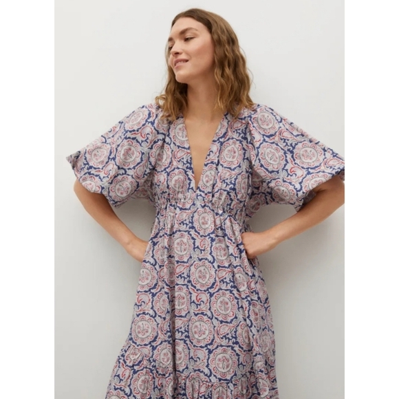 Chufy X MANGO Printed Maxi Dress, Size 6, Color White Paisley - Picture 2 of 16